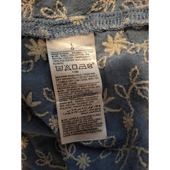 Old Navy Womens Peasant Tunic Dress Mini Blue Large Floral Embroidered Boho Chic - Picture 4 of 8